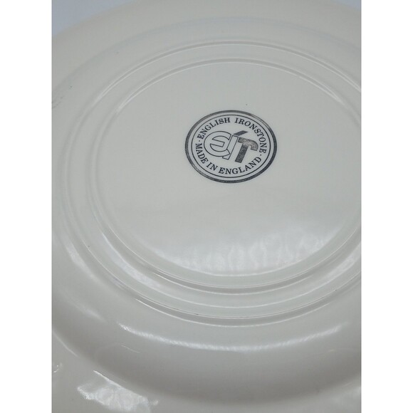 Vtg English Ironstone Kew Gardens Pink 2 Dinner Plates Crazing Flowers Rose - Picture 6 of 6